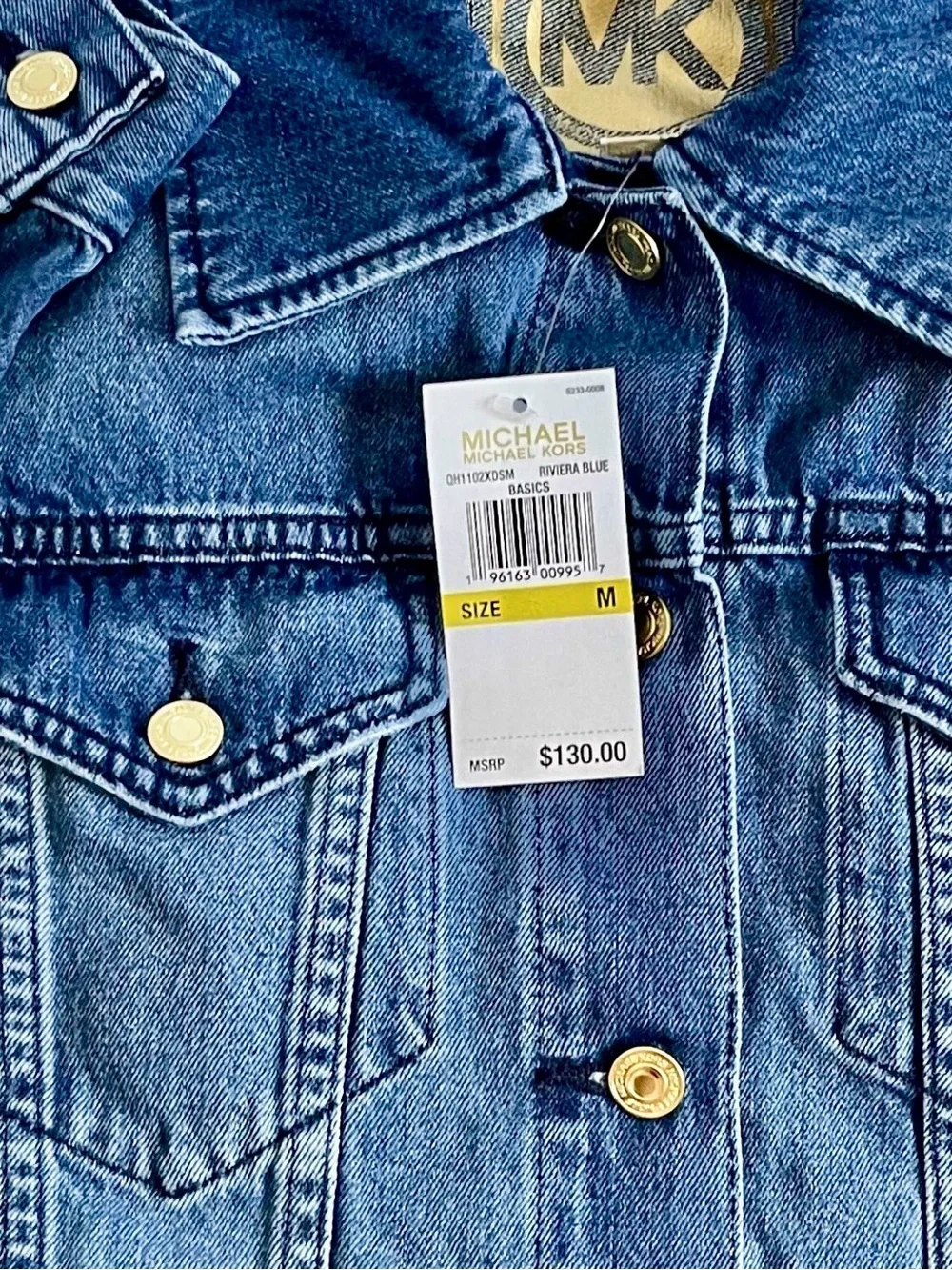 Michael Kors Blue Denim Jacket with Gold-Tone Buttons